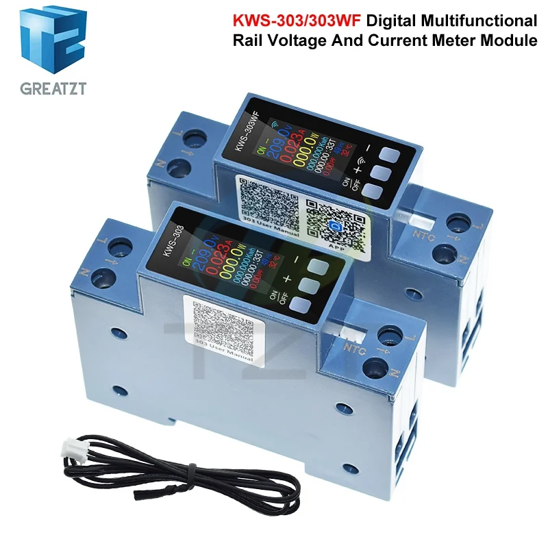 KWS-303 Tuya WiFi Power Meter Smart Switch 8 in1 Energy Meter 85-290V AC Meter Timer Relay Voltage Current Electricity Meter