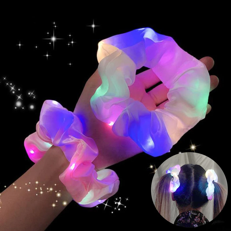 

Light Up Blinking Scrunchy Birthday NightClub Masquerade Concert Wedding Party Acessorie Girl Ladys Scrunchies Hairband Gifts