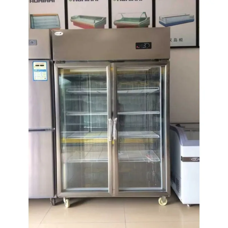 Commercial Cooler/ Sliding Door Refrigerator Stainless Steel Upright Freezer with Glass Doors