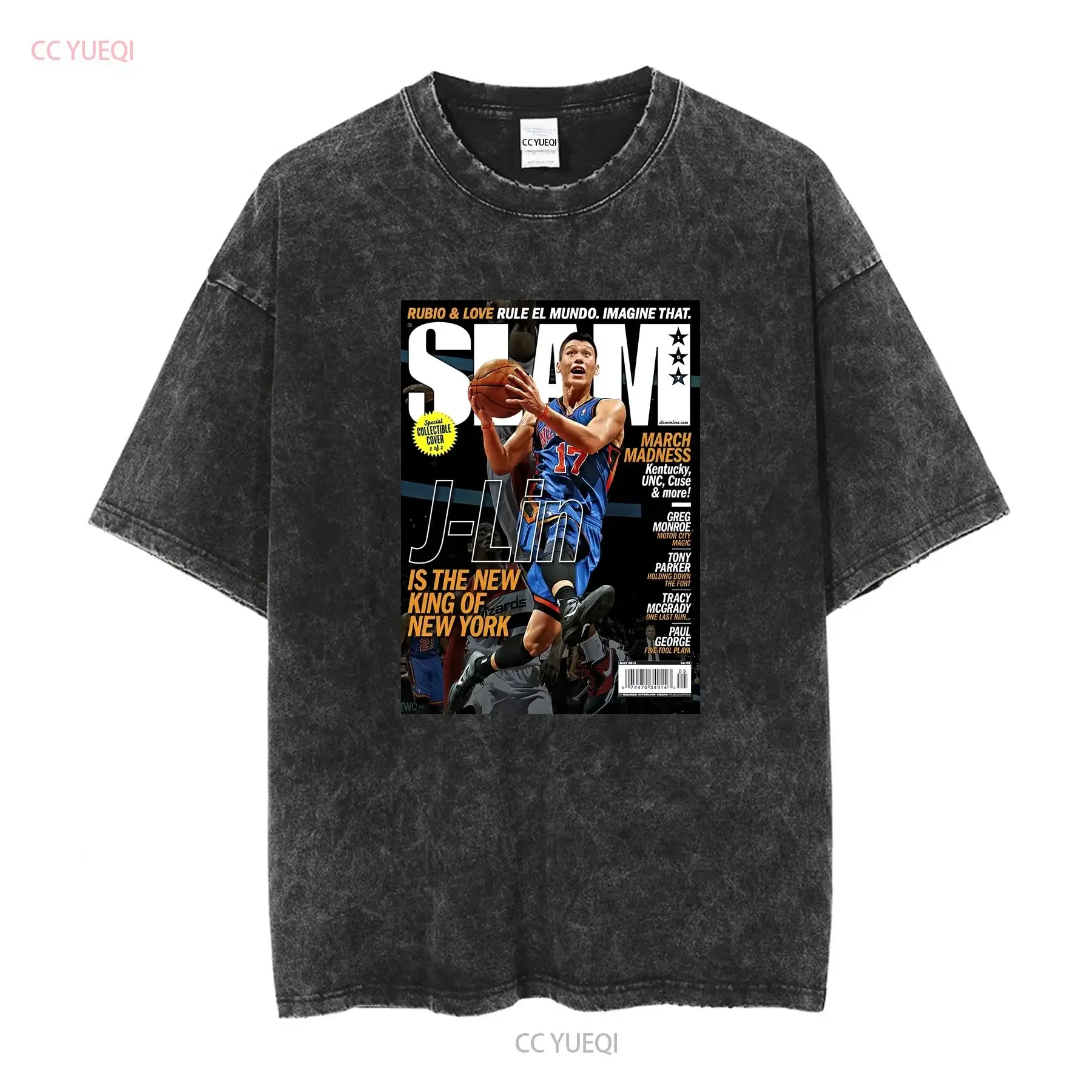 SLAM Jeremy Lin T shirt Bella Canvas vintage Washed Slightly Stretched Soft fashion Top For Everyday Wear streetwear graphic
