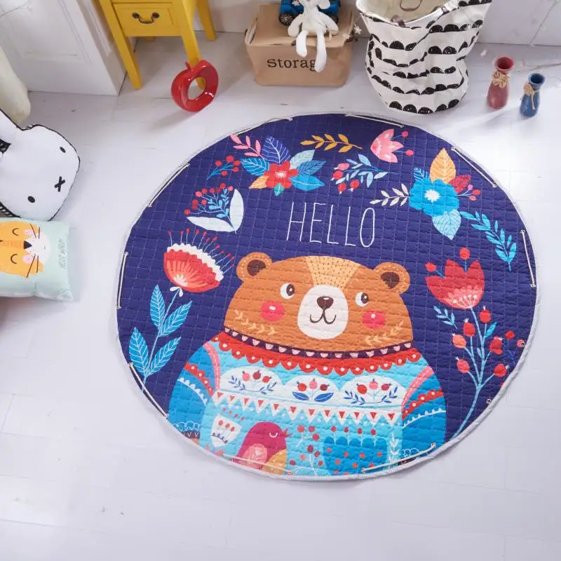 Cartoon Playmat for Kids, Antiskip Carpet, Toy Storage, Round Beach Rug, Outdoor Crawling Game Pad,Baby Room Decor Drop Shipping