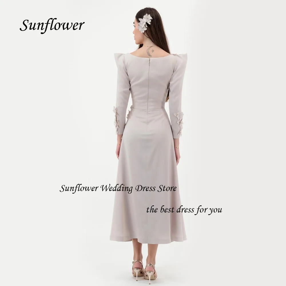 Sunflower Simple Square Collar Appliques A-LINE Formal Evening Dress Saudi Arabia 2024 Slim Crepe Ankle-Length Prom Dress