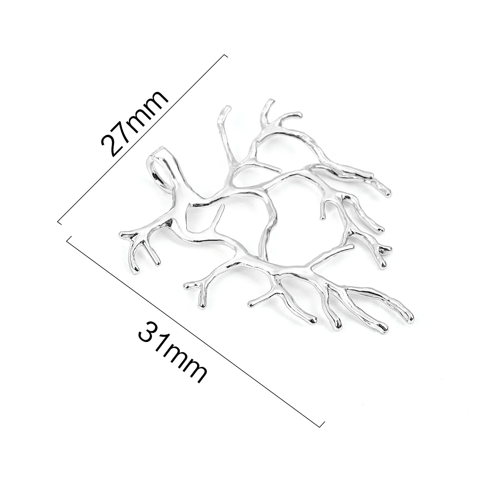 5Pcs Copper Plating Silver 27x31mm Tree Branch Blank Base Necklace Pendants For Cabochon Cameo DIY Jewelry Making Accessories