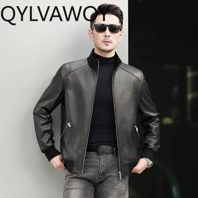 QYLVAWOY High Quality Top Layer Sheepskin 100% Genuine Leather Jacket Men Real Leather Coat Fashion Thin Man Leather Jackets New
