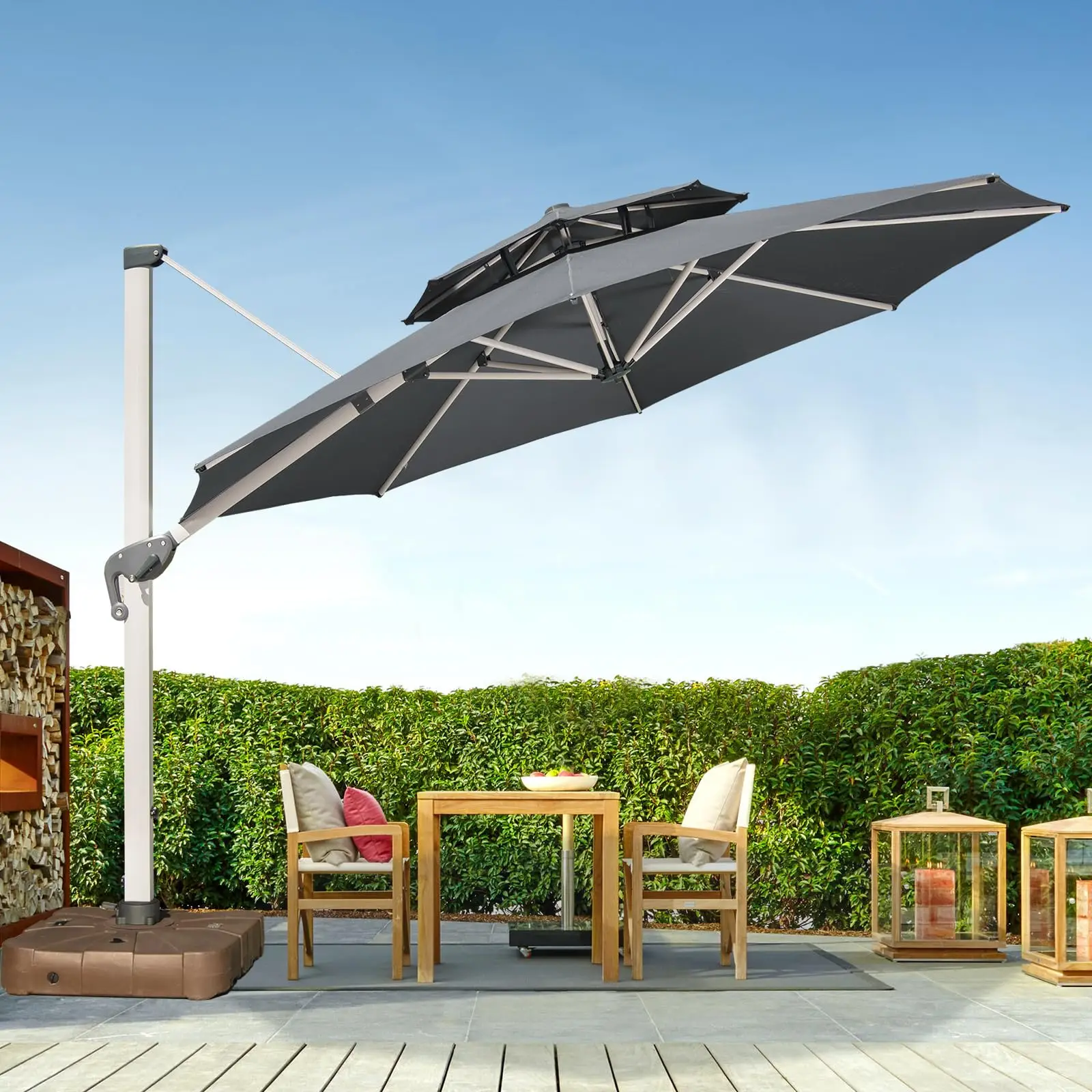 Customized Waterproof Outdoor Booth Sunshade Roman Umbrella Fashion Garden Breathable  Cantilever Umbrella
