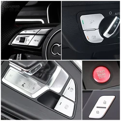 For Audi A4 B9 2020-2023 Car Control Gear Headlight Warning Engine Start Stop Handbrake Steering wheel switch Buttons Stickers