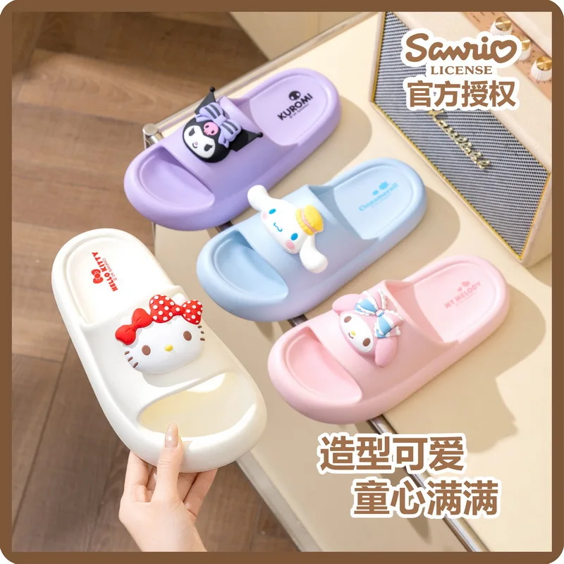 

Детские толстоподошвенные шлепанцы Hello Kitty Cinnamoroll Melody, водонепроницаемые, нескользящие, милые сандалии из ЭВА для женщин, для улицы и дома