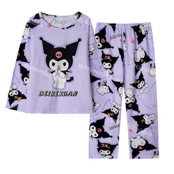 Kuromi Kawaii Sanrio Children Pajamas Set Anime Cute My Melody Cinnamoroll Kids Baby Long Sleeve Sleepwear Casual Loungewear