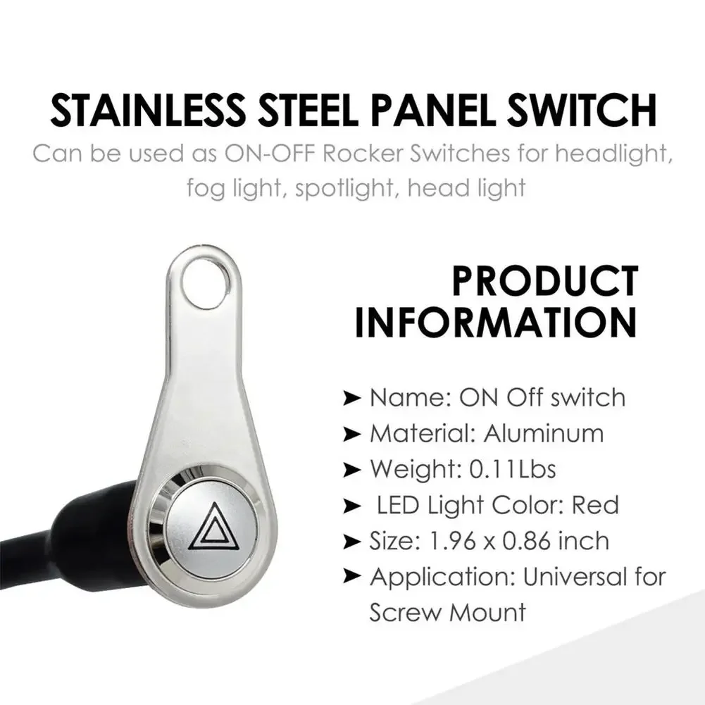 Red LED Motorcycle Switch ON+OFF Handlebar Mount Push Button 12V Manual-return Button For Work Light Headlight Fog Light