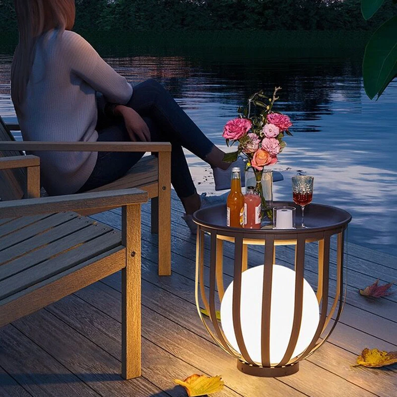 Modern Garden Tea Table Light Waterproof Lawn Lamp Solar Energy LED Landscape Lamp Outdoor Atmosphere Floor Lighting