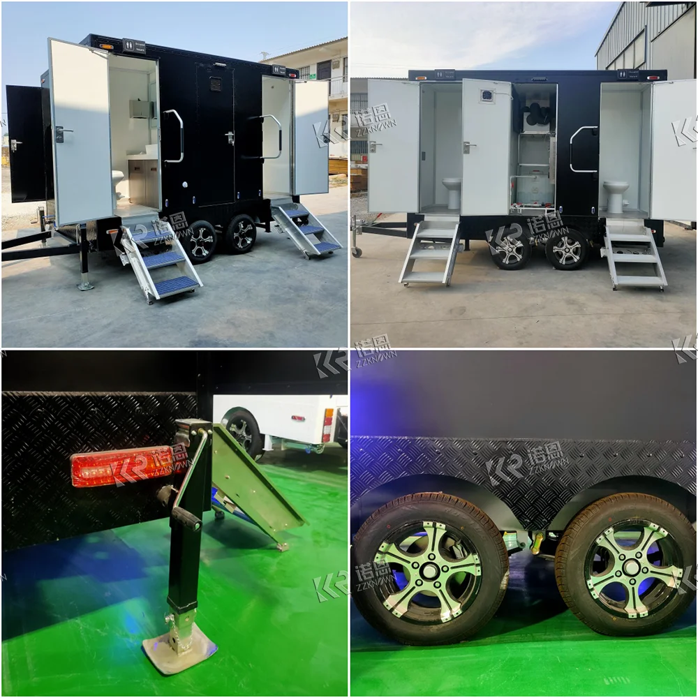 

Luxury Mobile Toilet Trailer Outdoor Portable Restroom Toilet Camping Bathroom Trailer For Sale
