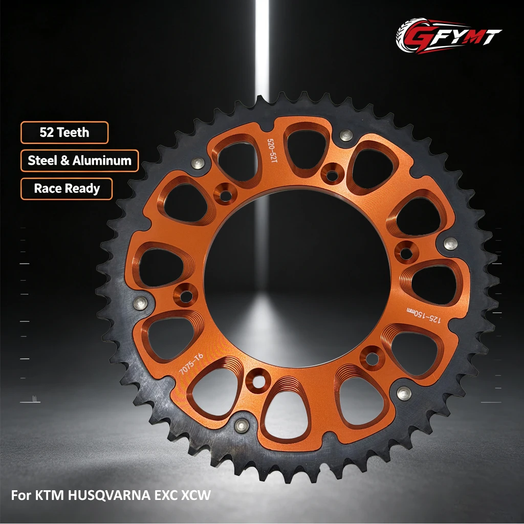 Motorcycle Rear Chain Sprocket For GASGAS KTM EXC SX HUSQVARNA KEWS Universal Off-road Motor 52T Sprocket With Chain Retainer