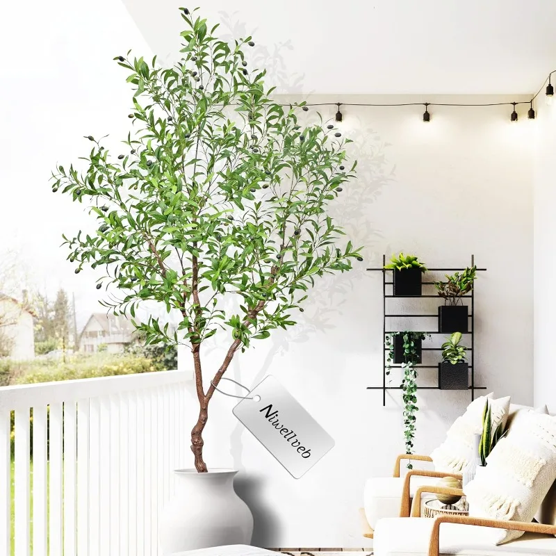 

Искусственное оливковое дерево Искусственные оливковые деревья Искусственные домашние 7 футов (84 дюйма) Реалистичный шелковый горшок для дома Большие фрукты для дома