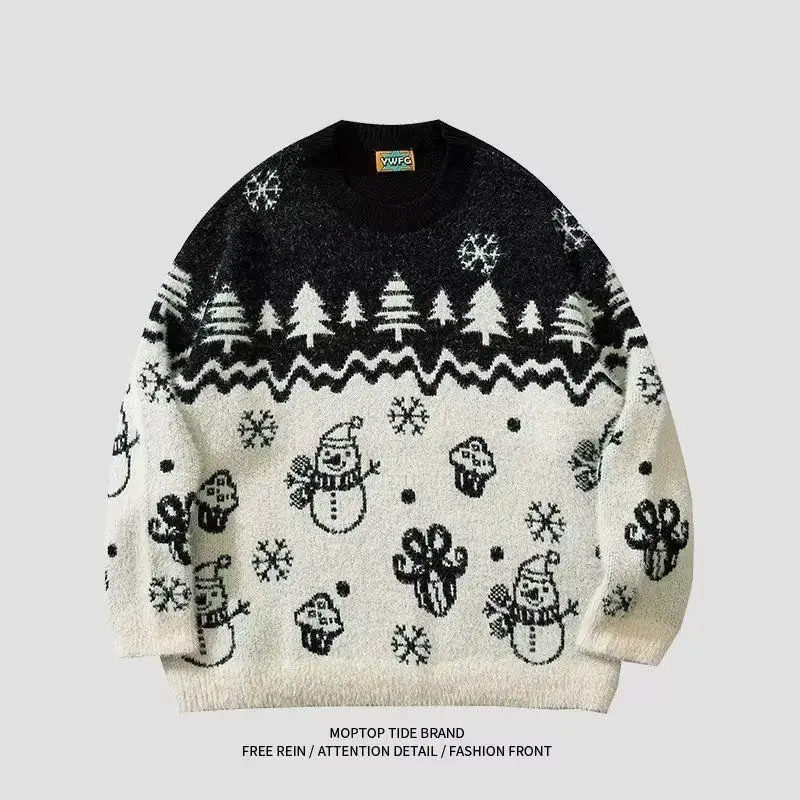 

2025 New Autumn Winter Christmas Style Sweater Men's and Women's Port Style Casual Design Sense of Niche Knitwear Jacket