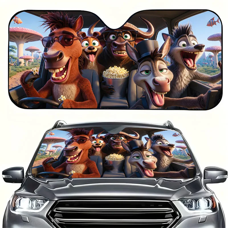 1Pcs Sun Shade For Car Windshield, Playful Design, Easy Installation, Suitable For Rvs And Suvs, With 4 Free Suction Cups.