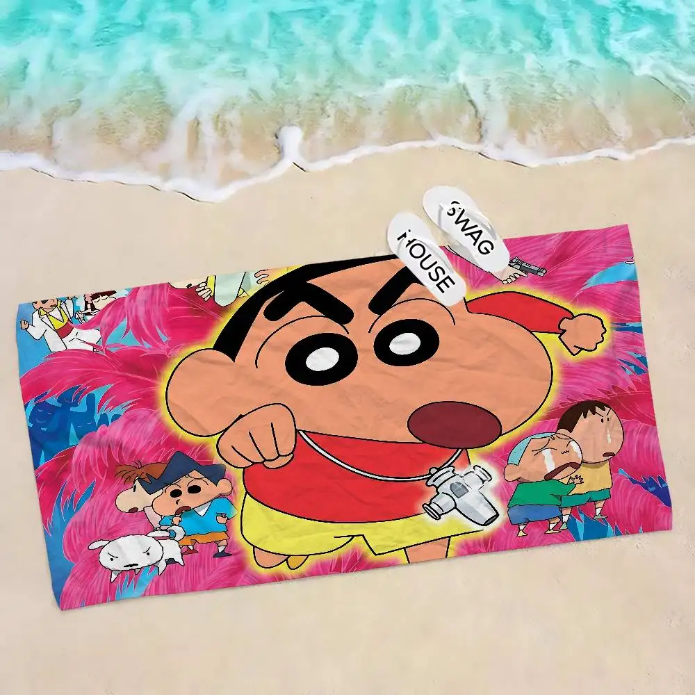C-Crayon Cute S-Shin Chan Cartoon Anime Beach Swimming Towel Absorbent Washcloth Children's Gifts For Kids Travel Camping Gym