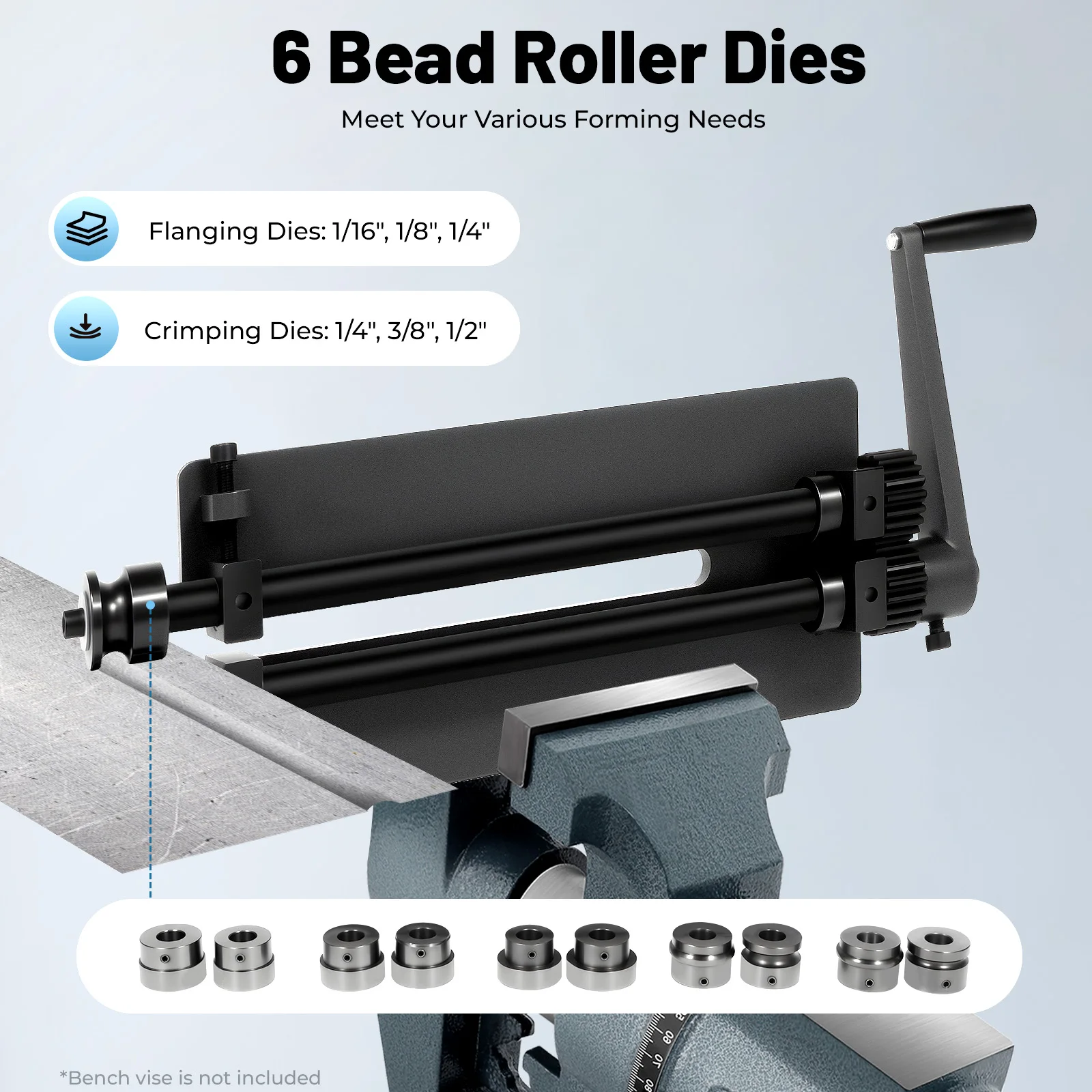 12" Manual Bead Roller Machine – Heavy-Duty Sheet Metal Forming Tool for Automotive & Metal Fabrication 3