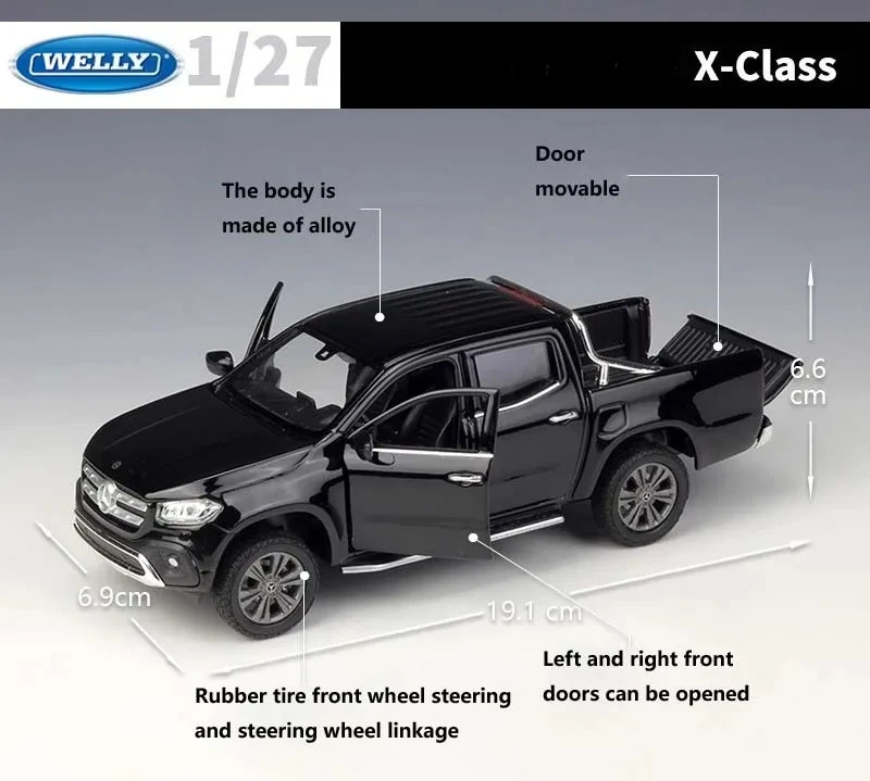 WELLY 1:24 classe X voiture classique pick-up véhicule en métal moulé sous pression modèle en alliage jouet voiture pour enfants cadeau Collection alliage modèle