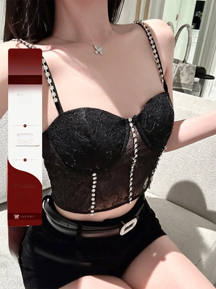 

Сексуальный кружевной утягивающий топ-бюстье Fay с бриллиантовой отделкой, женский жилет на бретельках, модное нижнее белье