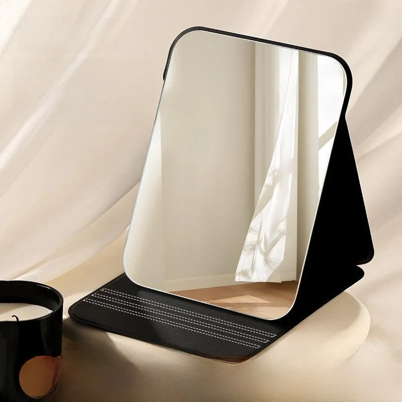

Portable Compact Makeup Mirror Stylish Japanese Design PU Frame Acrylic Lens Ideal for Students Home Use And Traveling