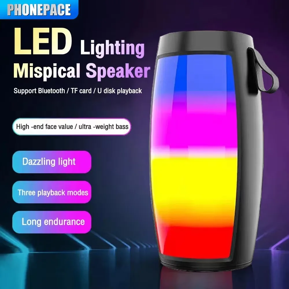 PHONEPACE Bluetooth Drahtlose Lautsprecher Leistungsstarke Tragbare Sound Box Subwoofer Auto Audio Bass MP3 Player Sound System LED Lichter