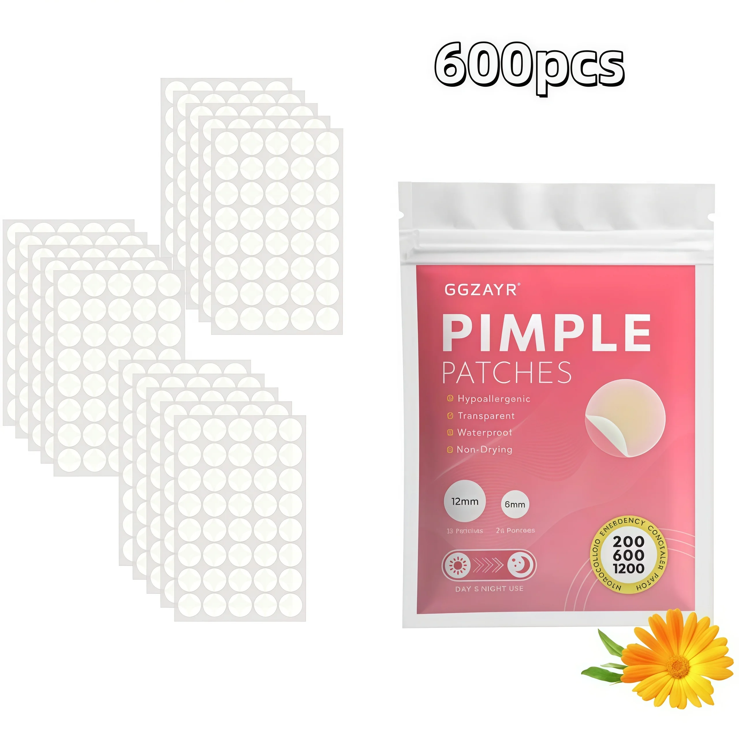 Round Dot Acne Patch Set 200/600/1200pcs, Minimalist Invisible Skin Covers for Party & Daily Use image 4