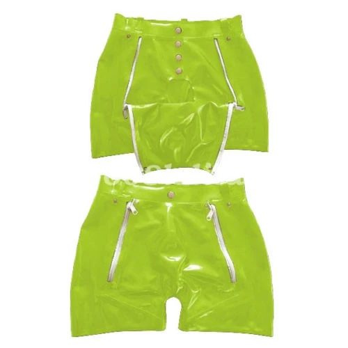 

New Latex Rubber Sexy Shorts Boxer With Hole Zipper Size XS-XXL