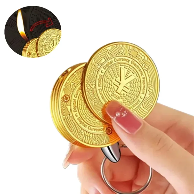 

New Creative Bitcoin Butane Gas Lighter Stock Commemorative Coin Virtual Coin Novelty Unique Pendant Smoking Accessories Gadgets