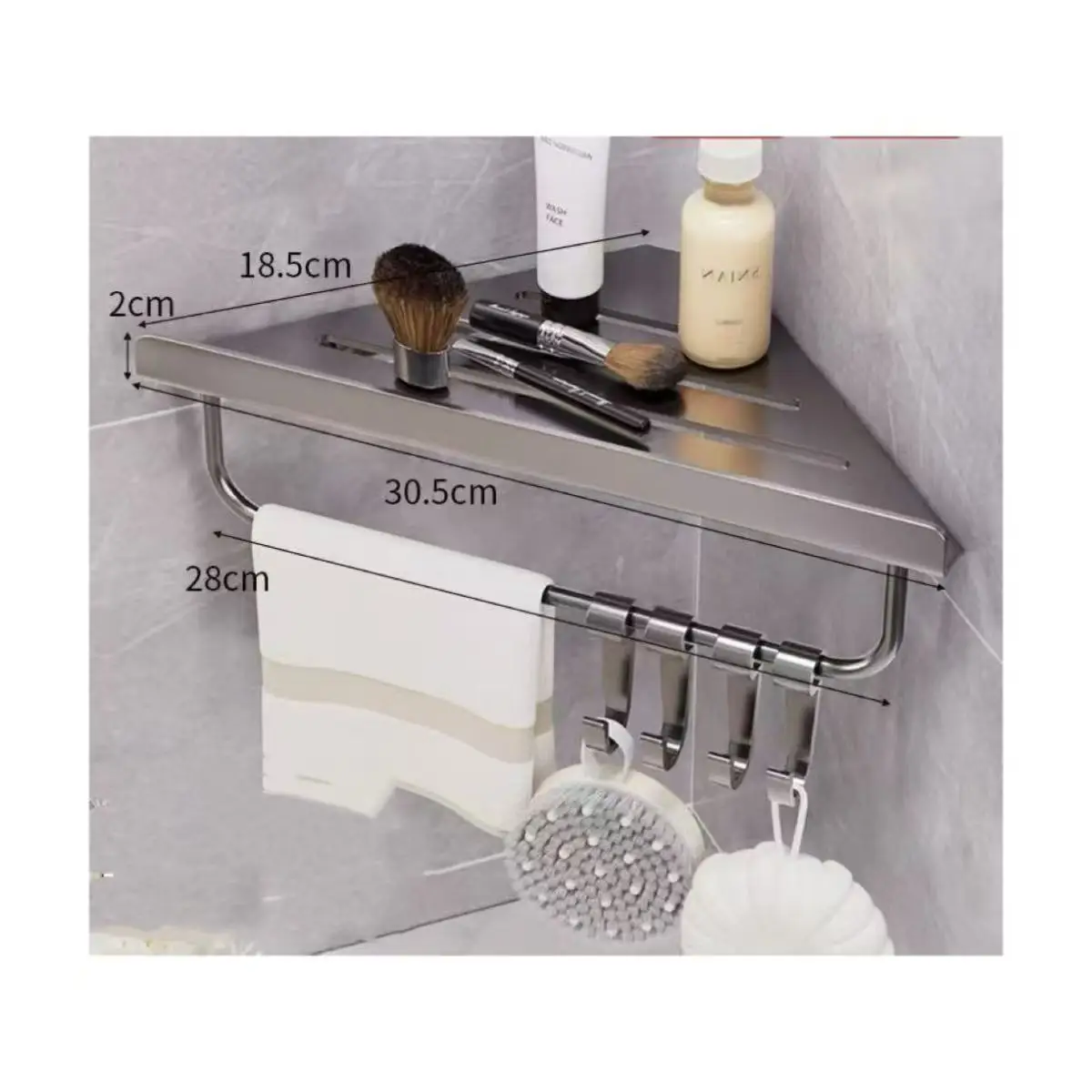 Bathroom Shelves Triangle Drain Shelf  Wall Mounted Corner Shelf Carbon Steel Shower Caddy Rack with Hooks Wall Shelf
