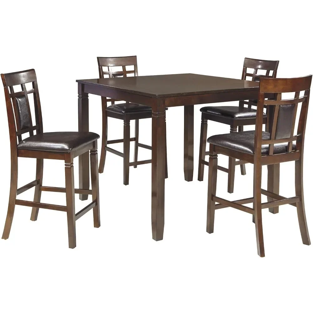 Bennox 5 Piece Counter Height Dining Set, Includes Table & 4 Barstools, Brown dinning table  furniture dinning table  furniture