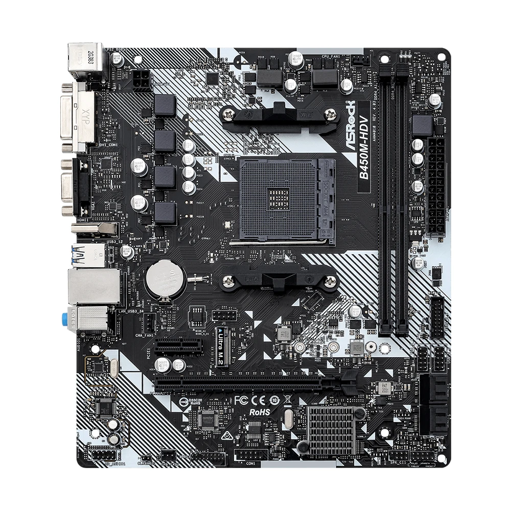 Imagem -04 - Asrock-placa-mãe B450m-hdv R4.0 com Cpu r5 5600 Suporta Amd Am4 r9 5900x r7 5800x Micro Atx