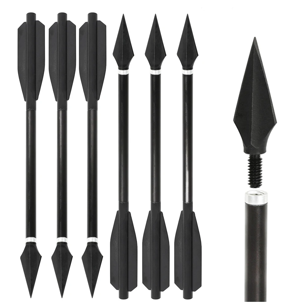 

6/12pcs Crossbow Arrows Aluminium Short Bolts High Strength Alloy Steel Broadhead Replaceable Tips for Hunting Shooting