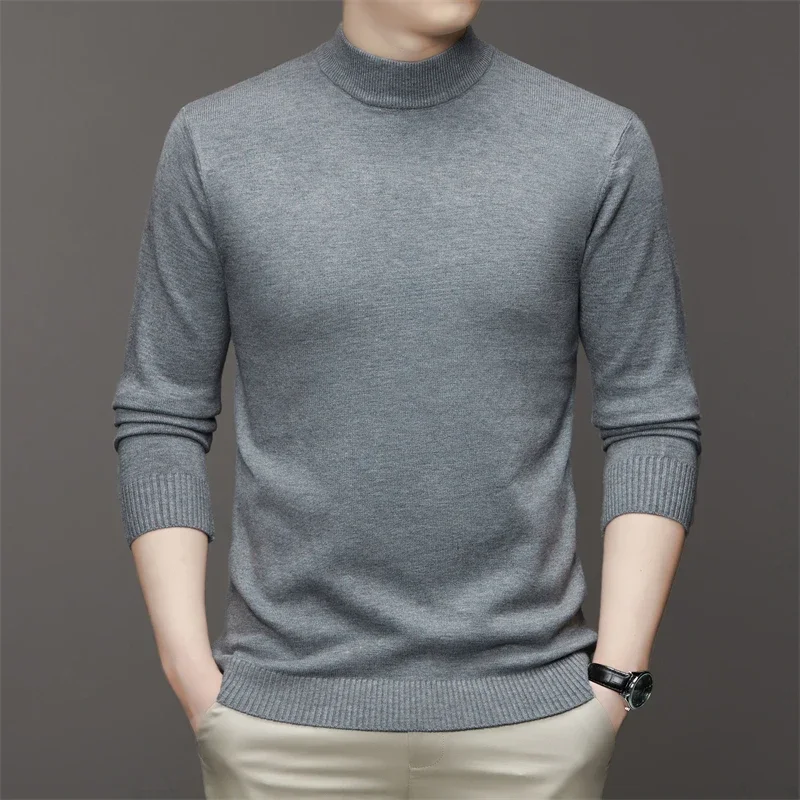 7 Colour Men\'s Half High Neck Long Sleeved Solid Color Sweater Soft, Warm and Comfortable Top with a Base