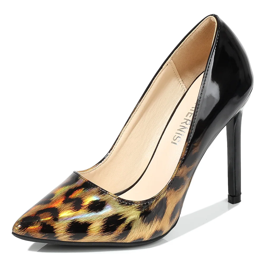 Italian Style Women Pointed Toe High Heels Gloss Patent Leather Stilettos Ladies Solid Color Pumps Shoes 11CM Stiletto Shoes image 2