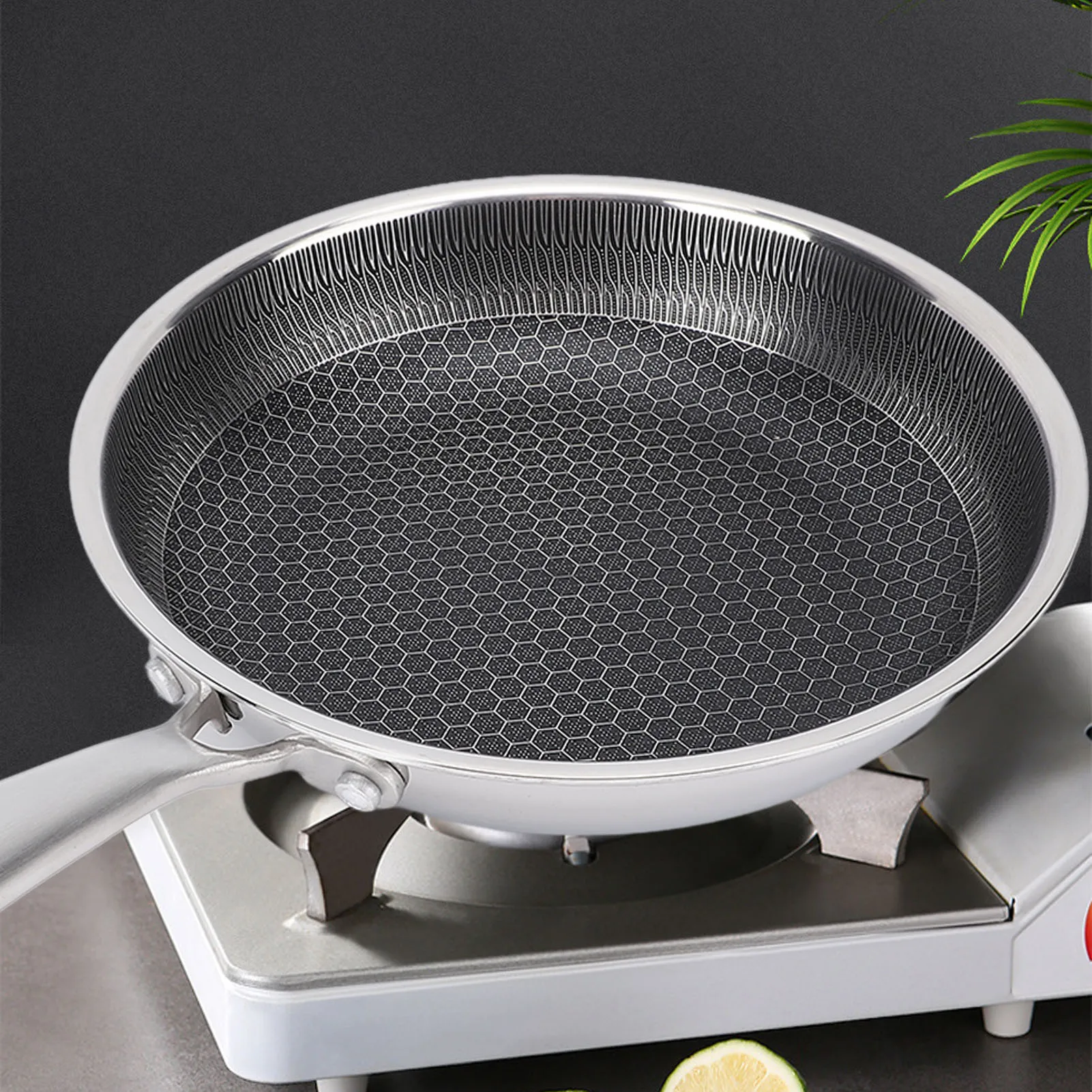 Sartén antiadherente de acero inoxidable, resistente al óxido, apto para lavavajillas, calentamiento uniforme rápido, panal de gran capacidad para Cocina