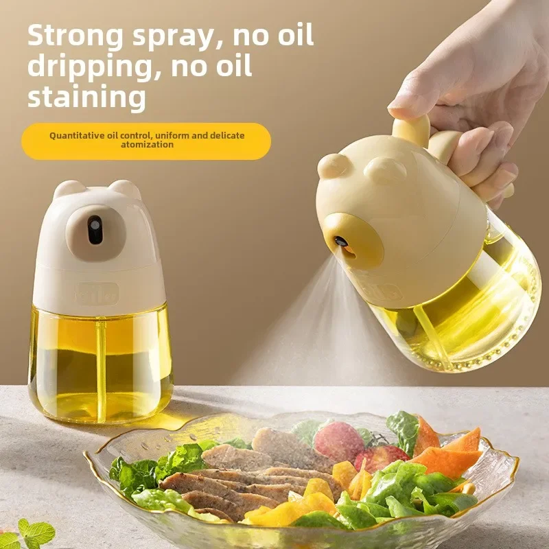 

New spray type oil bottle, household kitchen air frying pan, cooking leak proof glass oil spray pot