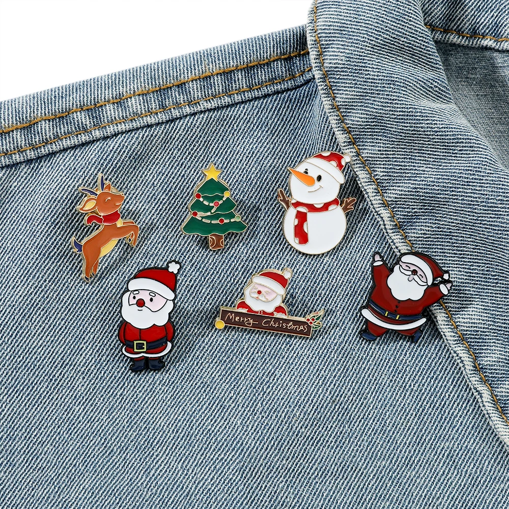 Broches de dibujos animados de Navidad, alce de campana de árbol de Navidad, sombrero de calcetín, alfileres de esmalte, Pin de insignia lindo, regalos de joyería de fiesta de Navidad de Festival