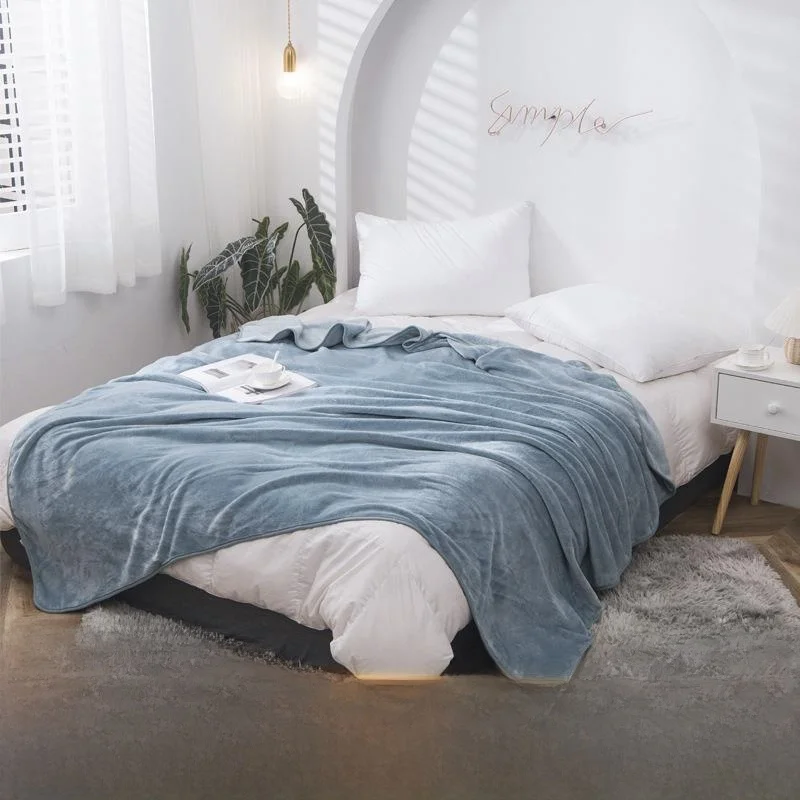 Pure Color Simple Autumn Winter Warm Sleep Blanket Student Dormitory Bedding Fleece Gift Blanket Quilt Cover All Seasons