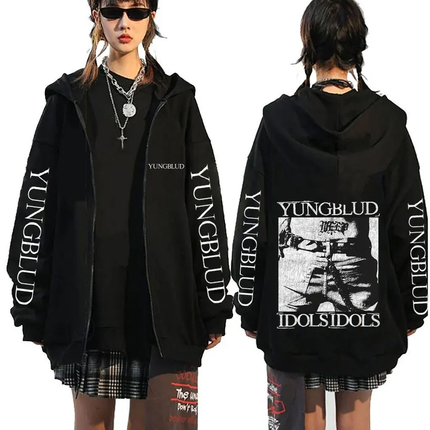

Yungblud IDOLS Album Tour 2025 Zip Up Hoodie Men Women Vintage Oversized Casual Zipper Jacket Male Fashion Fleece Cotton Hoodies