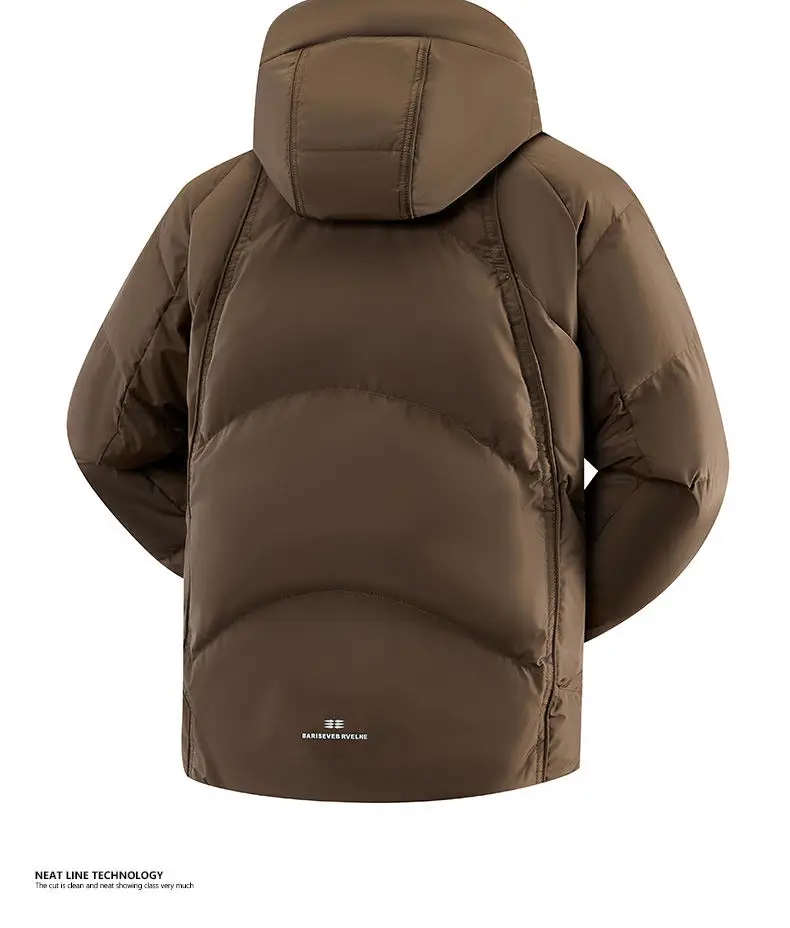 Solid Color Hooded Duck Down Jackets 2025 Winter Men's Casual Top Puffer Coats Outwear Loose Windproof Padded Parkas Clothing