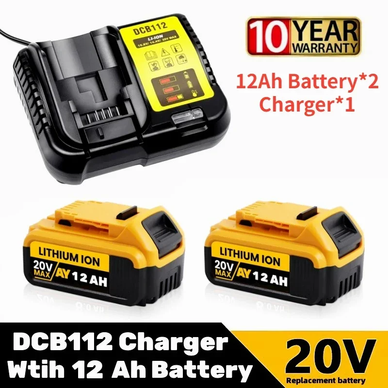 

1~2Pack Replacement Lithium Ion Battery For DeWalt 18V 20 Volt Max 6.0AH 8.0AH 12AH DCB205 DCB206 DCB200 Power Tools Battery