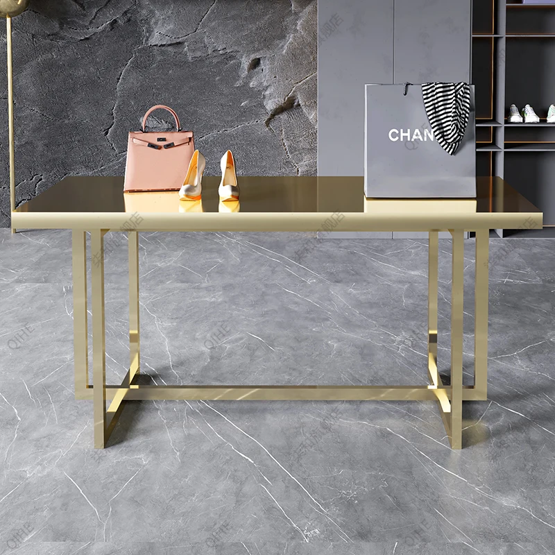 

Clothing store stainless steel Nakajima Taiwan titanium brushed water table display table buyer