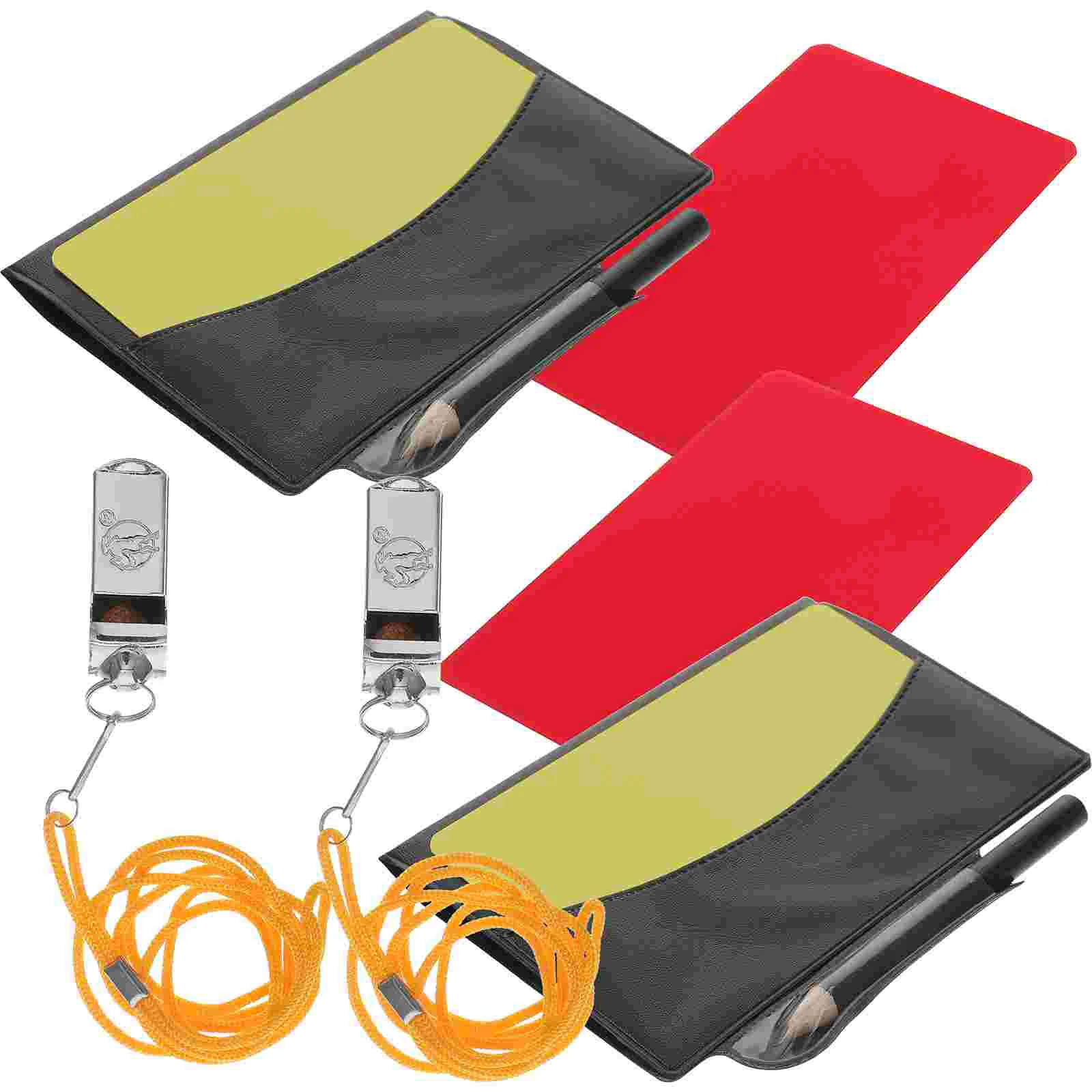 

Inoomp Metal Wallet Cards Referee Kit Red Yellow Whistle Score Pads Pencils Football Soccer Sweat Suit