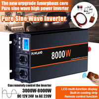 POWLAND Pure Sine Wave Inverter DC 12V To AC 220V 8KW 6KW 5KW 4KW 3KW Portable Power Bank Converter Solar Inverter UN EU Plug