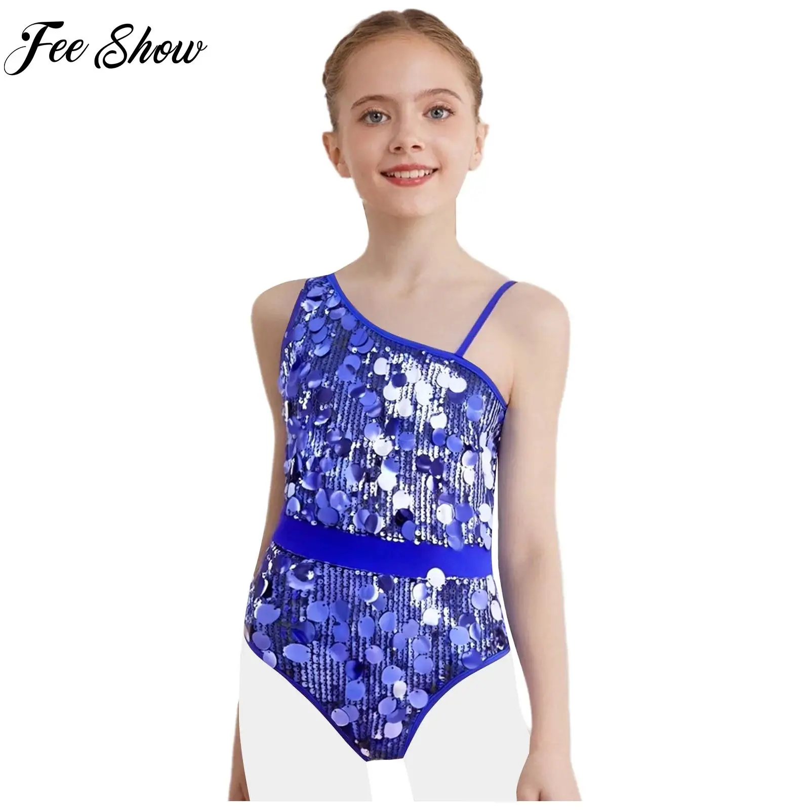 

Children Girls Sequins Ballet Latin Dance Leotard Athletic Figure Skating Unitard Gymnastic Bodysuit Swimsuit Performance Wear