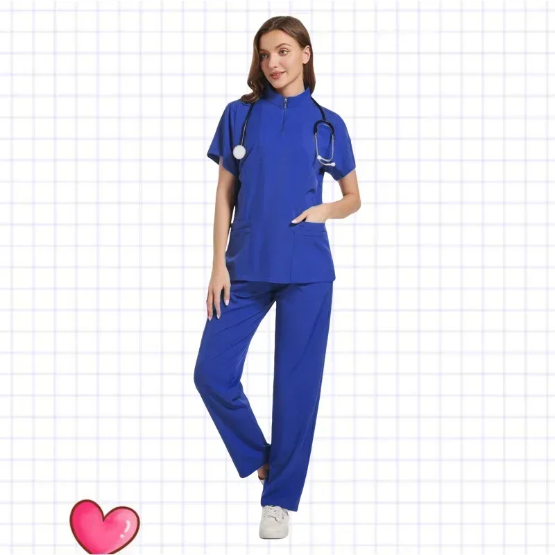 Chemisier médical à manches courtes pour femmes, chemise d'infirmière, uniforme d'infirmière, vêtements de gIslande décontractés, ensemble d'hôpital de pharmacie