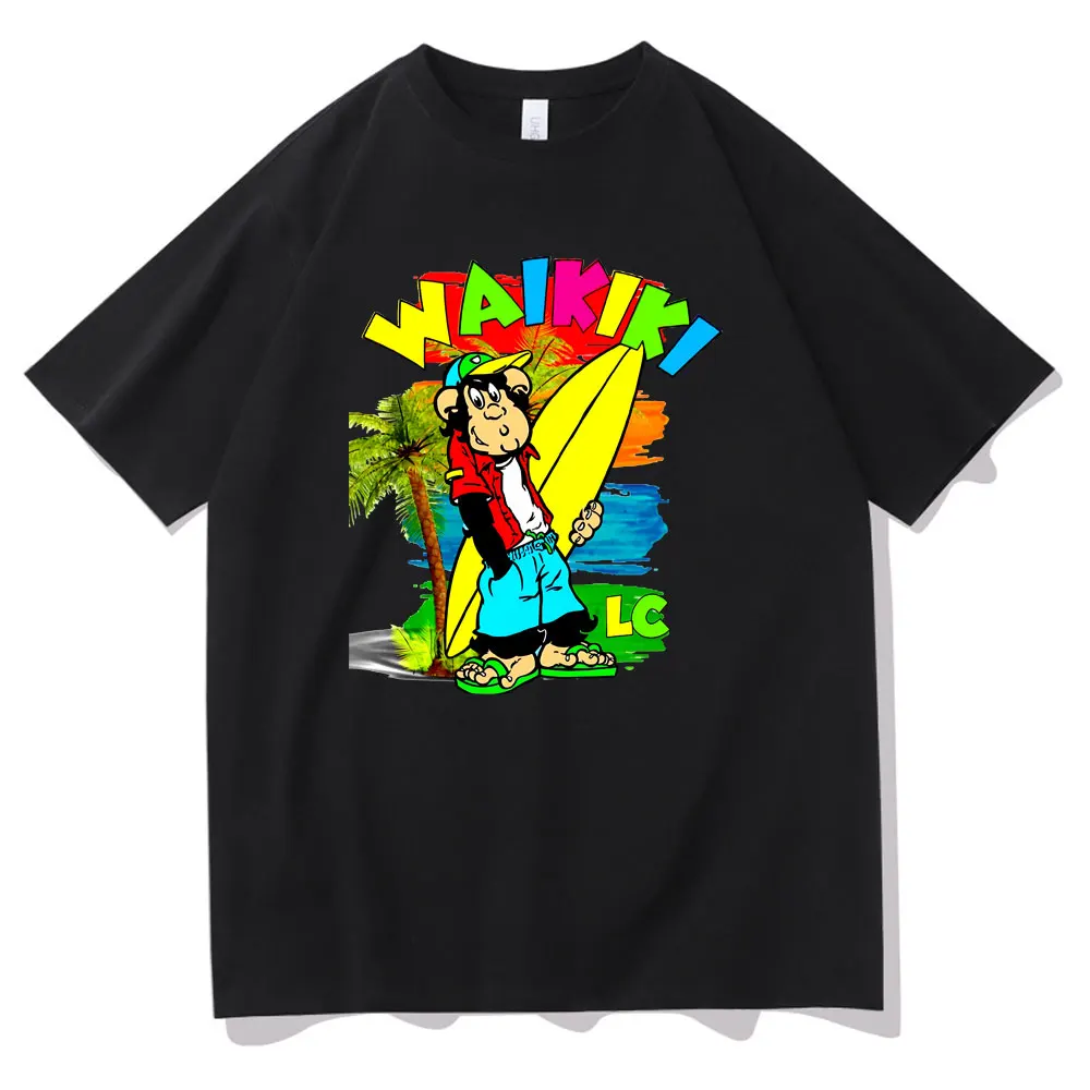 

Cartoon Surf Lc Waikiki Monkey Graphic Print T-shirt Men Women Fashion Causal Loose Tshirt Male Oversized Crewneck Short Sleeve