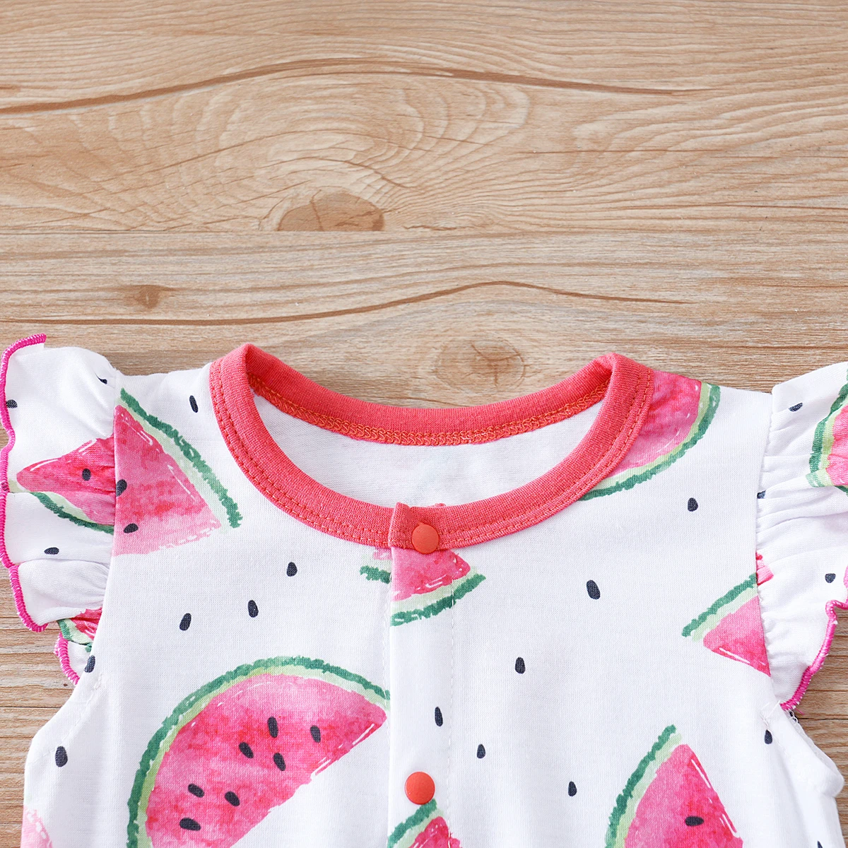 IURNXB Watermelon Floral Baby Girls Bodysuit Soft O-Neck Newborn Onesie Casual Cap Sleeve Infant Romper Summer 0-18M