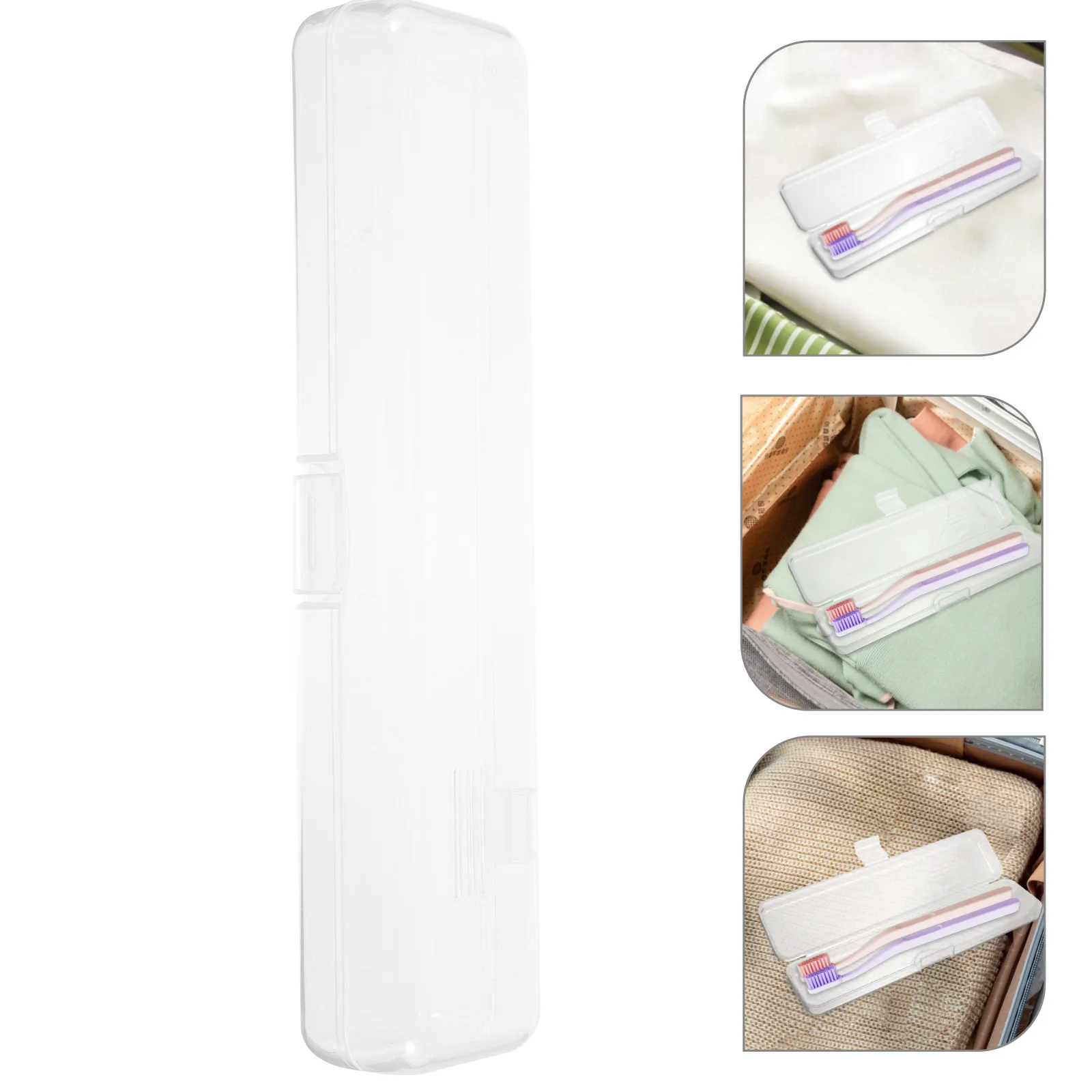 Plastic Travel Toothbrush Box Toothbrush Case Buckle Airtight Portable Storage Container Smooth Edges Business Travel Toothpaste