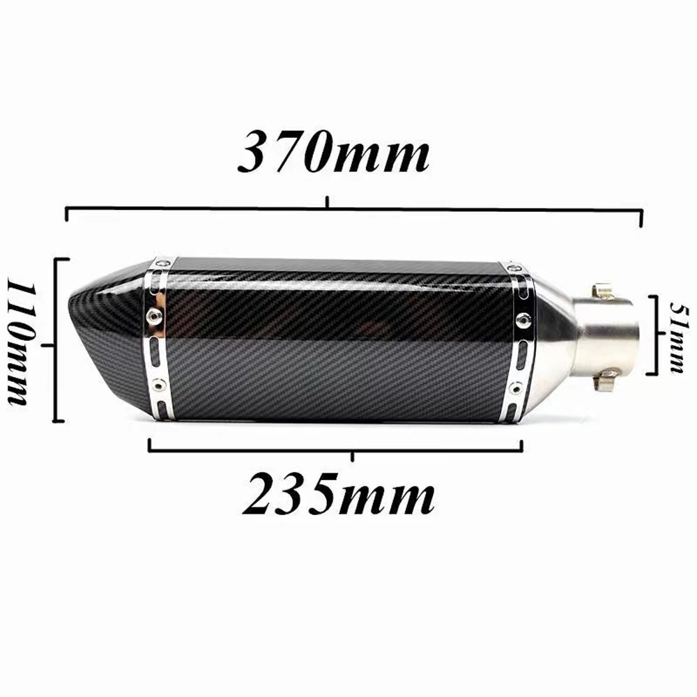 51mm Carbon Fiber Motorcycle Exhaust Muffler Tube 250cc 350cc 600cc Escape Moto Tube For Nmax Tmax530 Msx125 GSR600